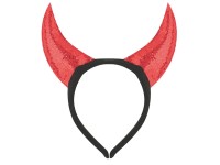 Čertovské rohy na čelence třpytivé, červené