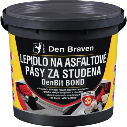 Kbelík bitumenového lepidla pro aplikaci za studena, značka Den Braven.