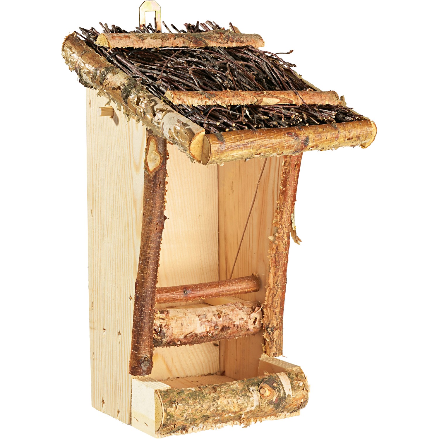 Krmítko pro ptáky s proutěnou střechou malé