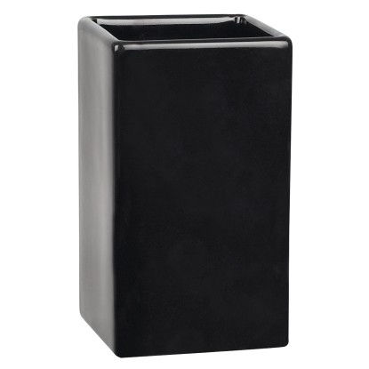 Spirella Kelímek na zubní kartáčky Quadro, černá, 6,5 x 6,5 x 10,5 cm