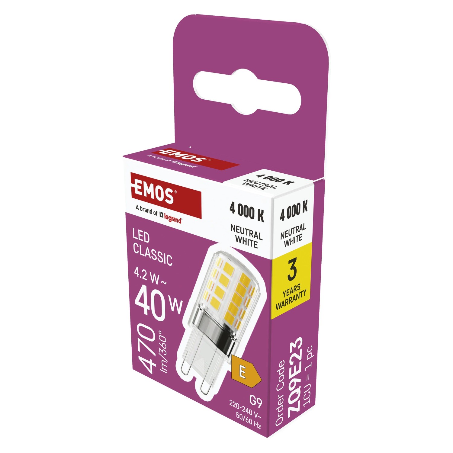 EMOS LED žárovka Classic JC G9 4,2W 470lm 4000K