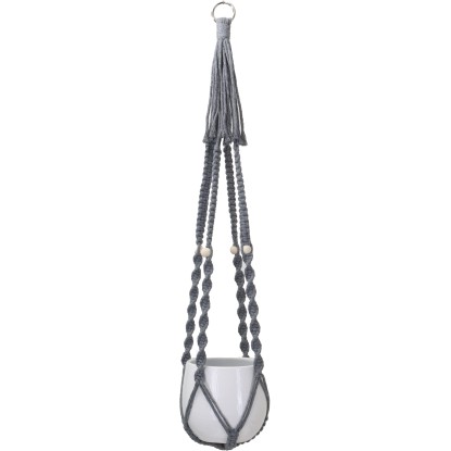 Makramé Závěs na květináč bavlněný světle šedý 80 cm