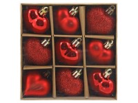 GEROMA Plastové vánoční ozdoby srdce červené 4,5 cm, 9 ks GEROMA Plastové vánoční ozdoby srdce červené 4,5 cm, 9 ks