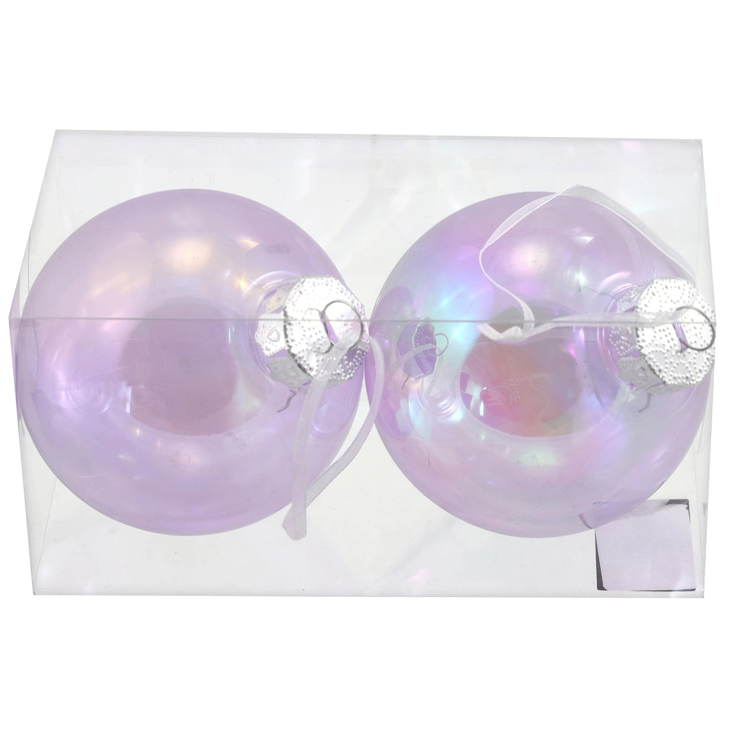 GEROMA Vánoční ozdoby koule akrylové duhové bílé pr. 8 cm, 2 ks