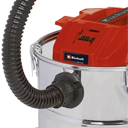 Einhell Power X-Change akumulátorový vysavač popela TE-AV 18/15 Li C-Solo: Detail hadice a nádoby.