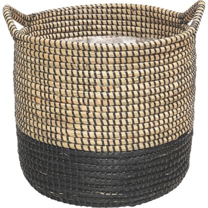 Košík z mořské trávy, černý 33 x 35 cm