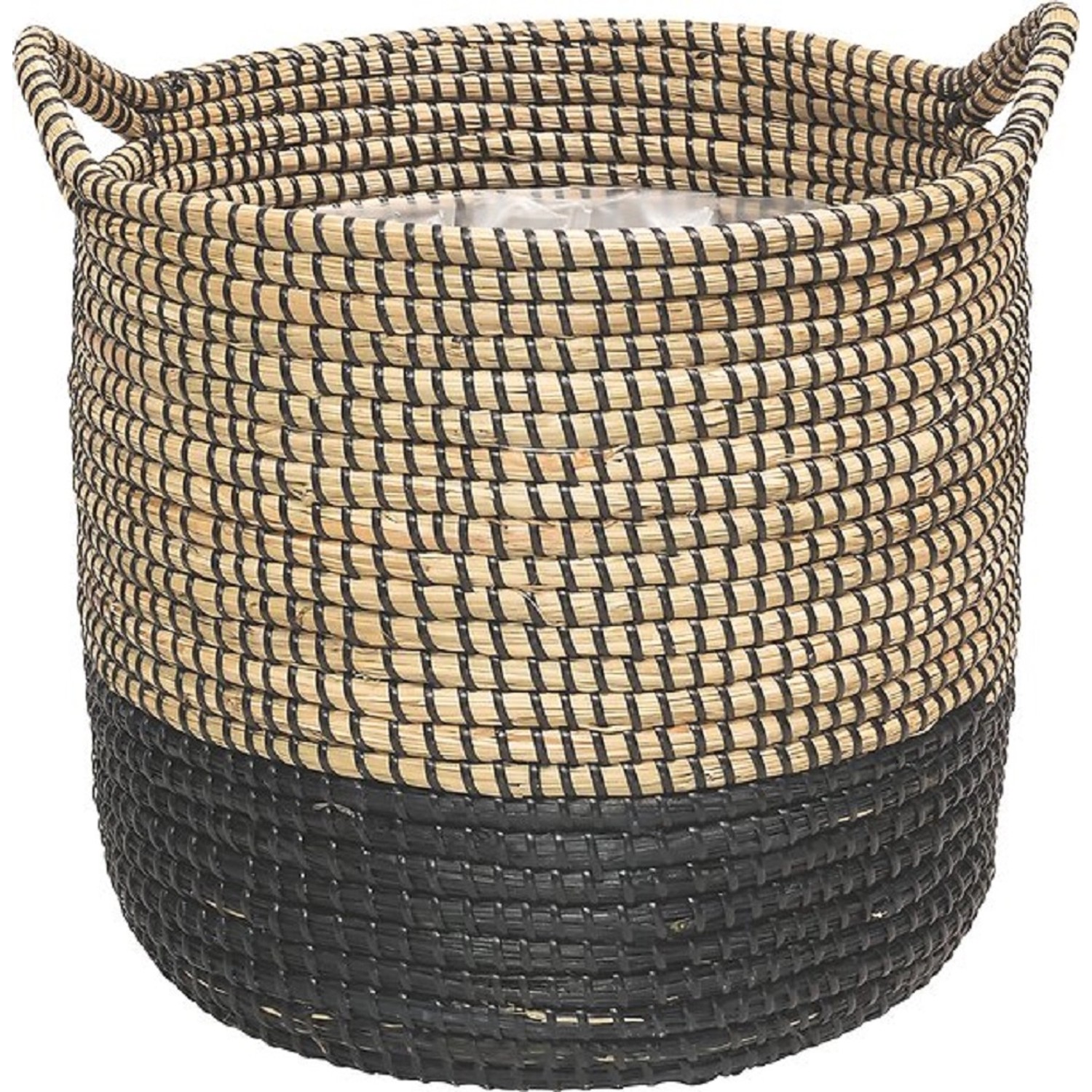 Košík z mořské trávy, černý 38 x 40 cm
