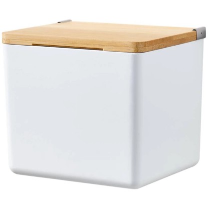 tesa Úložný box Baboo s víkem vel. S, matná bílá/bambus, 110 x 122 x 102 mm