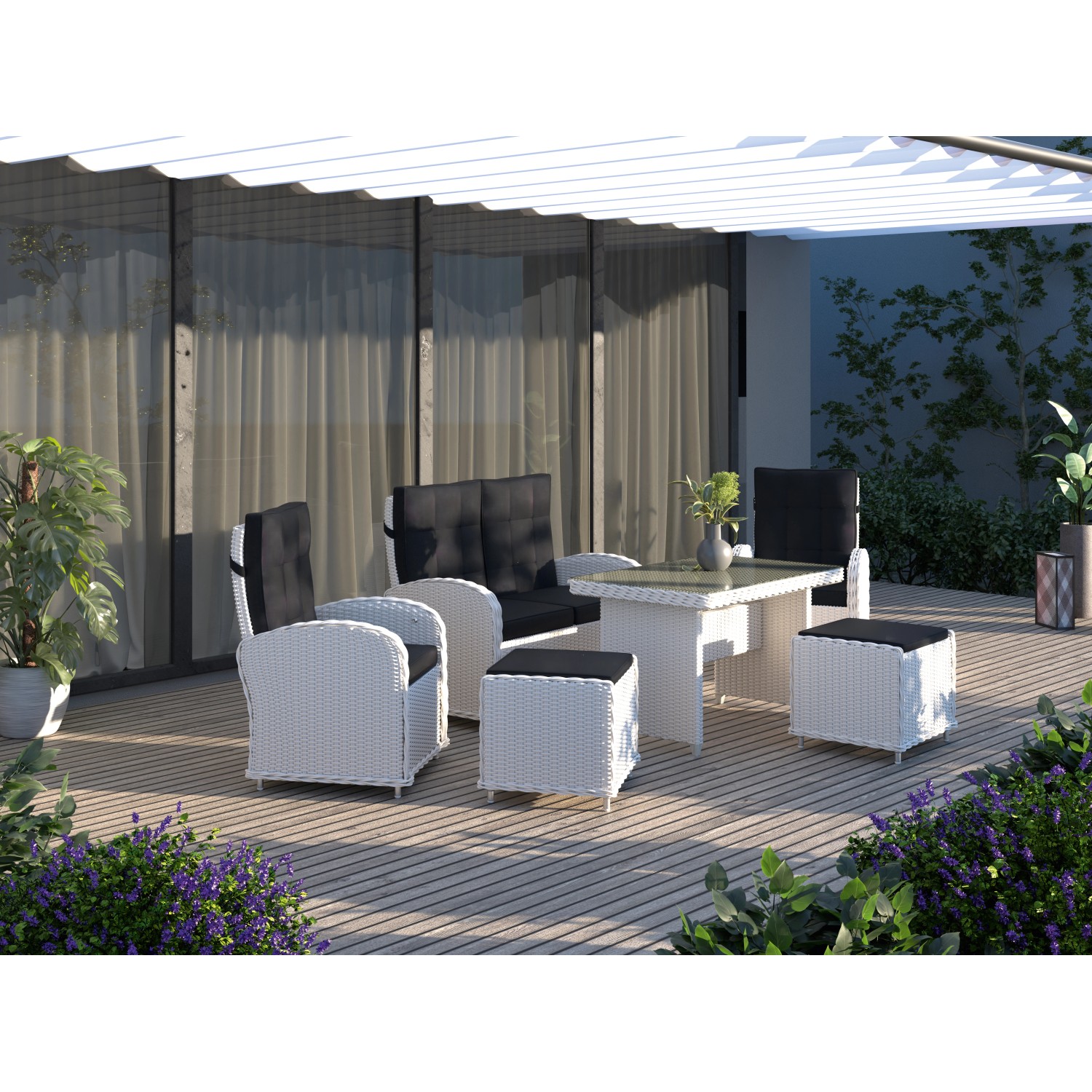 VLC Sestava zahradního nábytku Kalgan hliník/polyratan světle šedá 6dílná