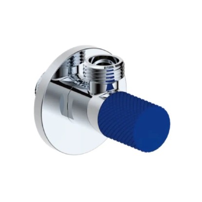 Rohový keramický ventil chrom M1/2" x M 3/8", modrá