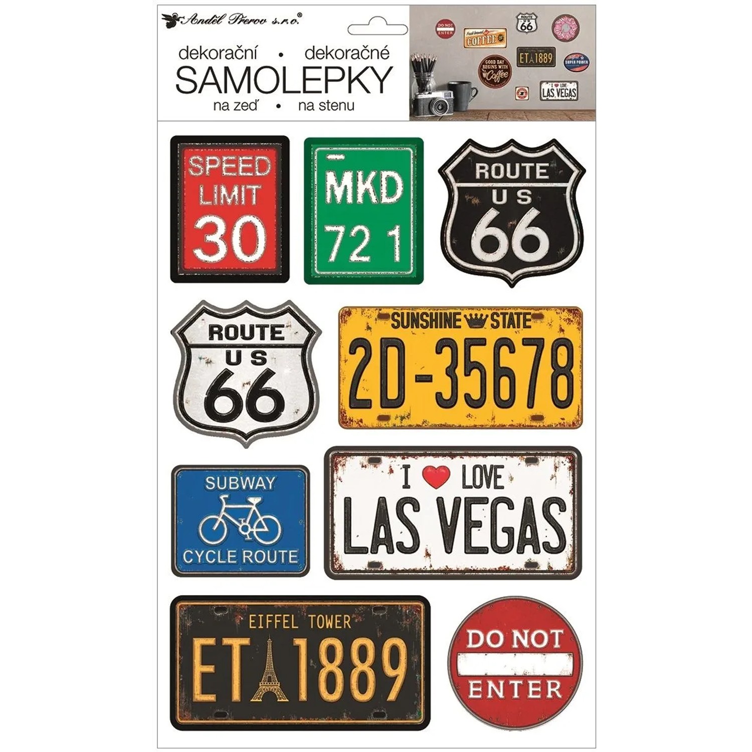 Anděl Přerov Samolepky na zeď Cedulky USA 25 x 42 cm