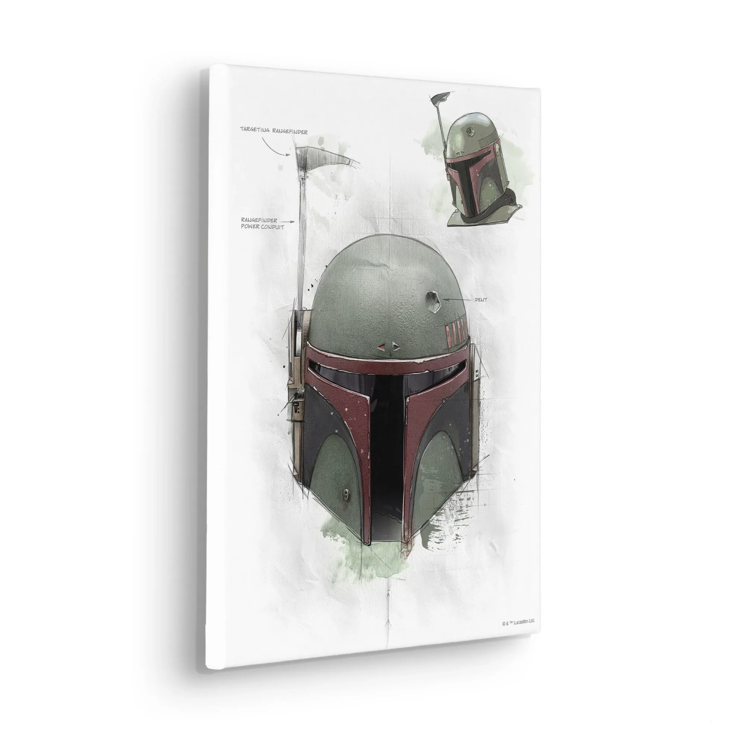 Komar Nástěnný obraz na rámu Star Wars Boba Fett Helmet Sketch 30 x 40 cm