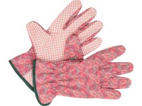 Bavlněné pracovní rukavice s motivem džungle, růžová, vel. 8
