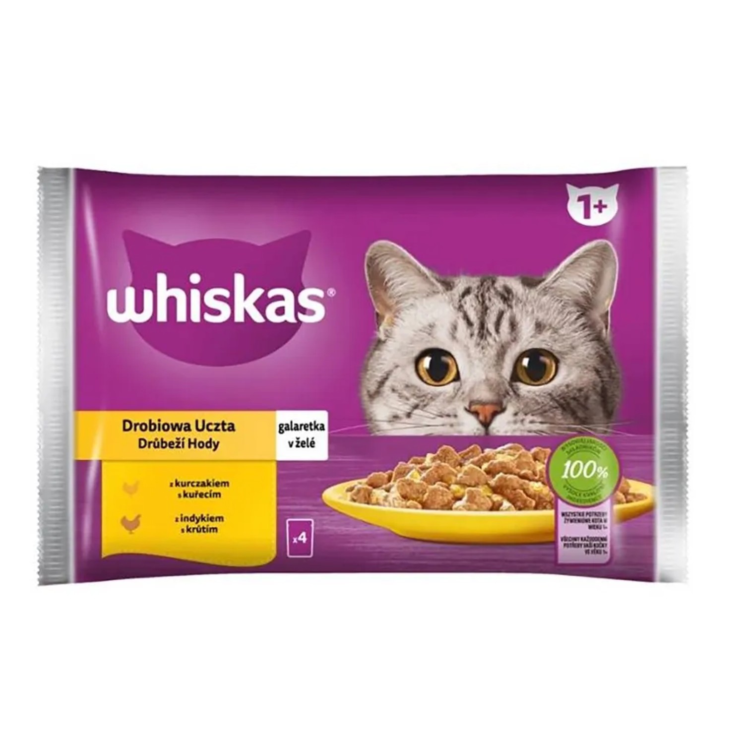 Levně Whiskas Kapsička pro kočky drůbeží v želé, 4 x 85 g