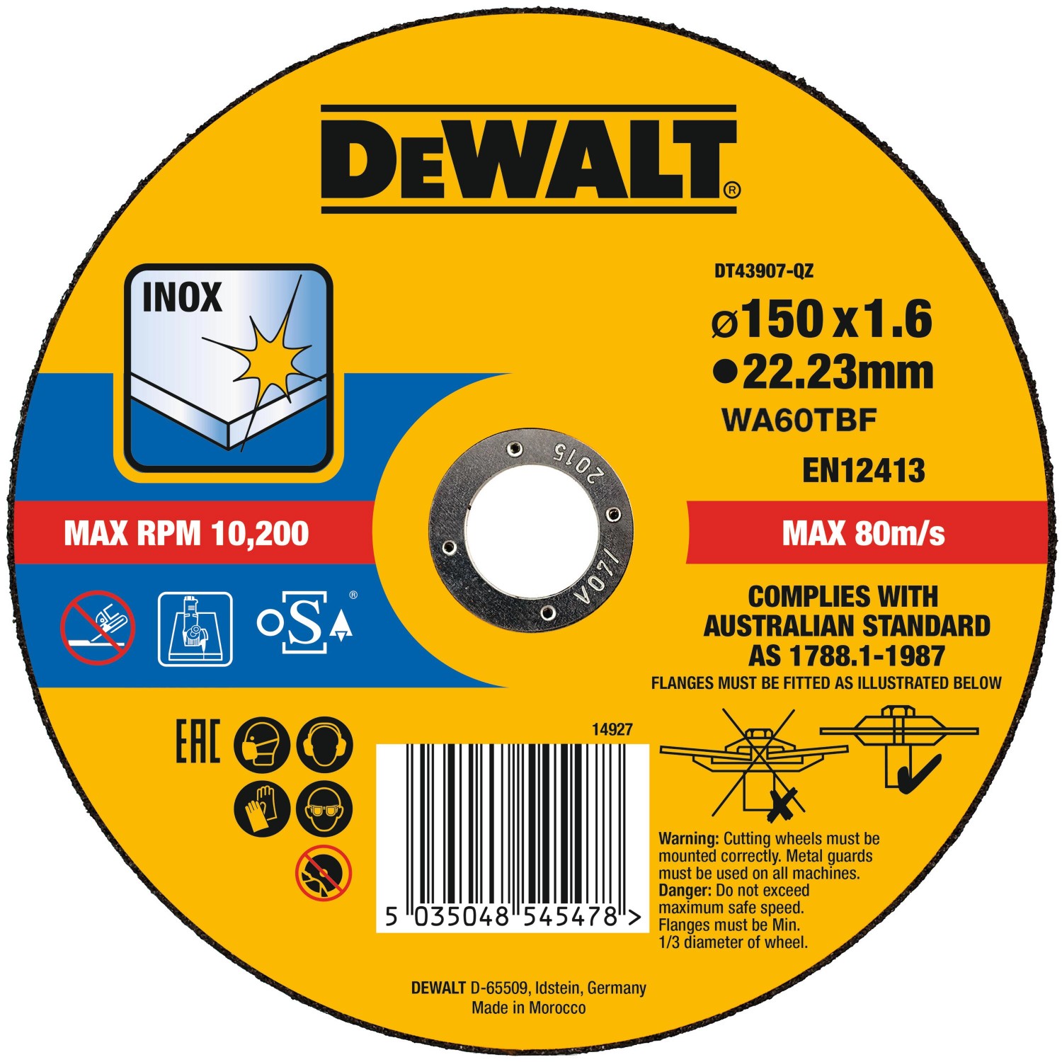 DeWALT Řezný kotouč na nerez DT43907 pr. 150 x 22,23 mm