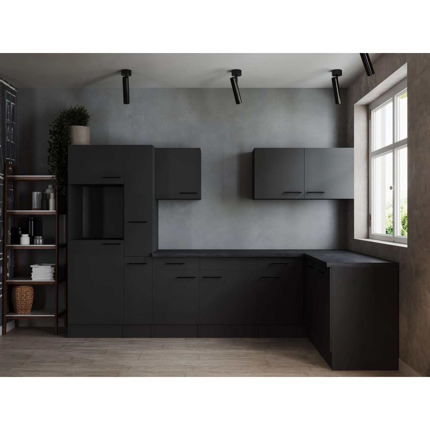 Respekta Kuchyně Oliver L šedá matná/žula 310 cm - bez el. přístrojů