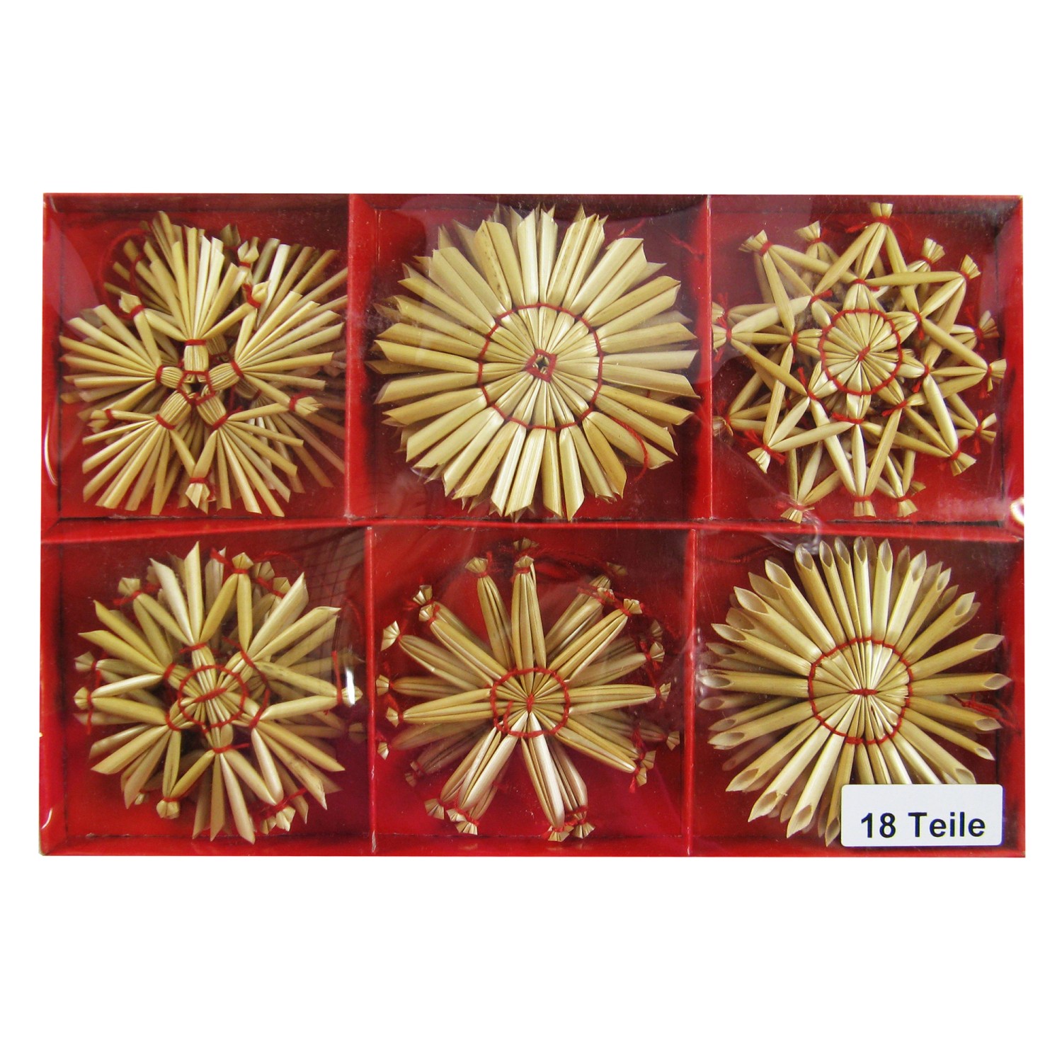 GEROMA Vánoční ozdoby slaměné přírodní 6 cm, 18 ks