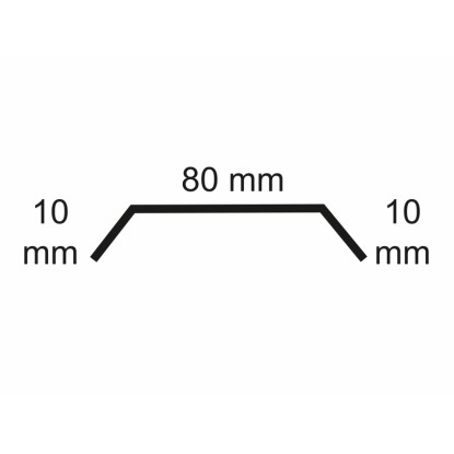 Plochý profil Sarei 10/80/10 HG10: Schématický nákres s rozměry pro střešní plech.