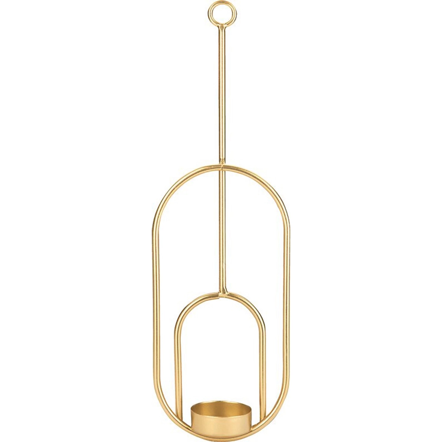 Svícen na čajové svíčky závěsný Modern Antique kov oválný, zlatý