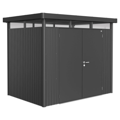 Biohort Plechový domek HighLine H2 2křídlé dveře, tm.šedá, 275 x 195 x 222 cm