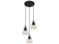 GLOBO Závěsné svítidlo MINA černé/hnědé 3 x E27 max. 40 W, pr. 35,5 x 120 cm GLOBO Závěsné svítidlo MINA černé/hnědé 3 x E27 max. 40 W, pr. 35,5 x 120 cm