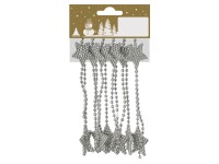 Vánoční dekorace řetěz s hvězdami, stříbrná, 180 cm