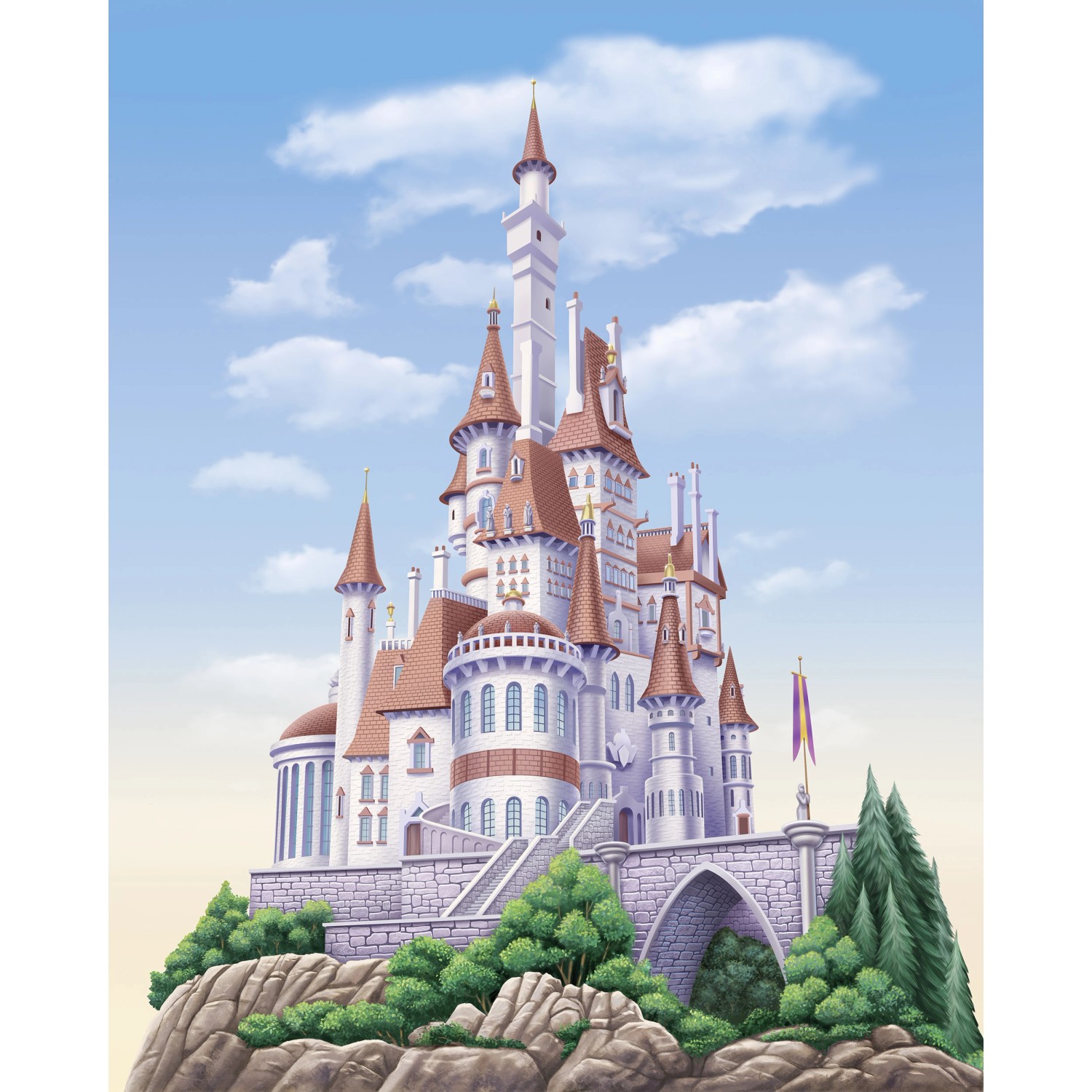 Komar Vliesová fototapeta Disney Princess Belle Castle 200 x 250 cm