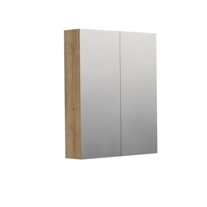 INTEDOOR Zrcadlová skříň BEE, 2 dveře, el.zásuvka, IP44, š. 60cm, dub Halifax