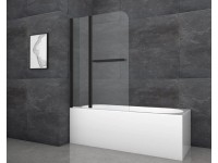 Aurlane Skládací zástěna na vanu Black Comfort 2 černá matná 100 cm x 140 cm