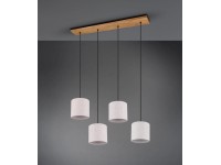 Trio Závěsné svítidlo Elmau 4bodové nikl starožitného vzhledu/dřevo/bílá