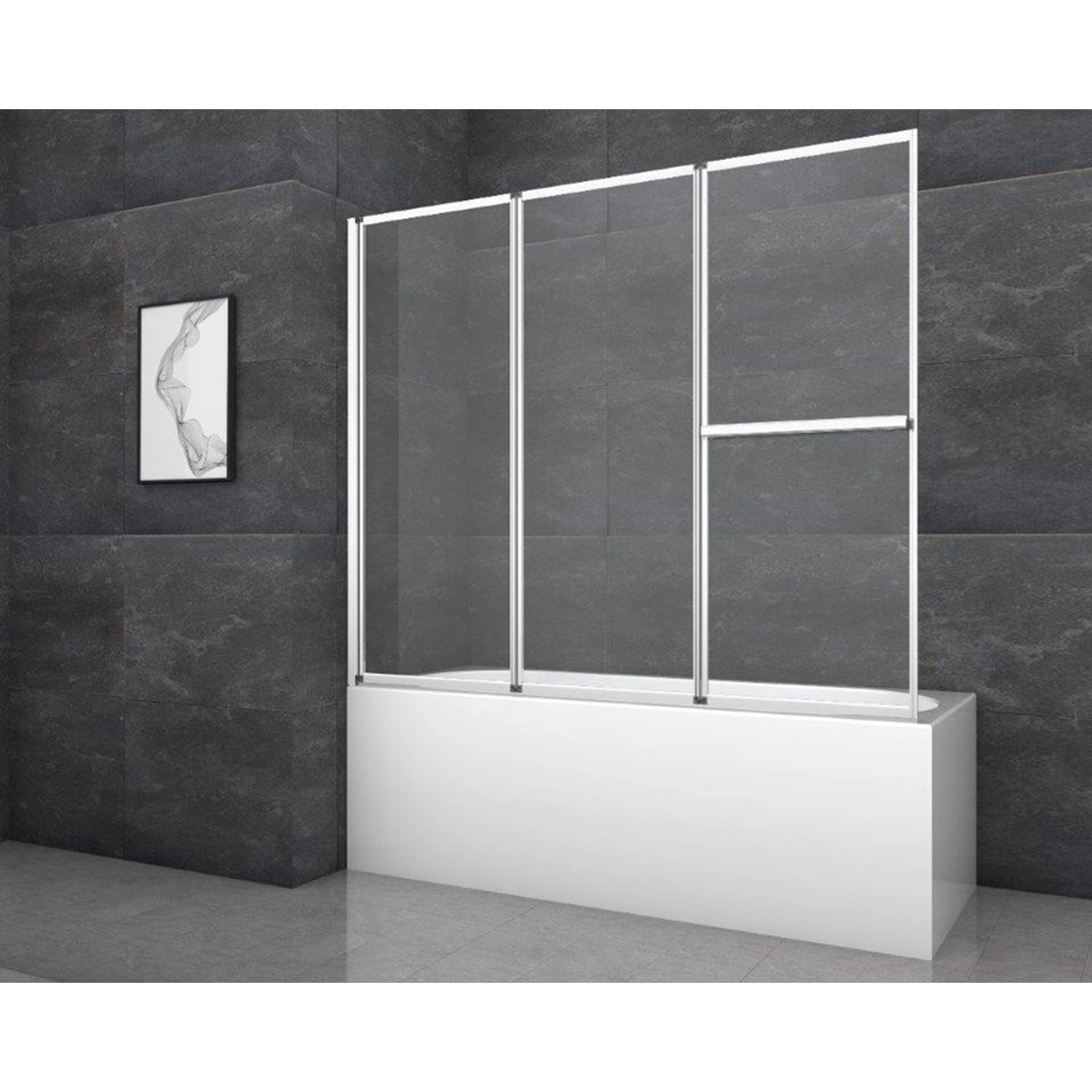 Aurlane Skládací zástěna na vanu Silver Comfort 166,4 cm x 140 cm chrom 3křídlá