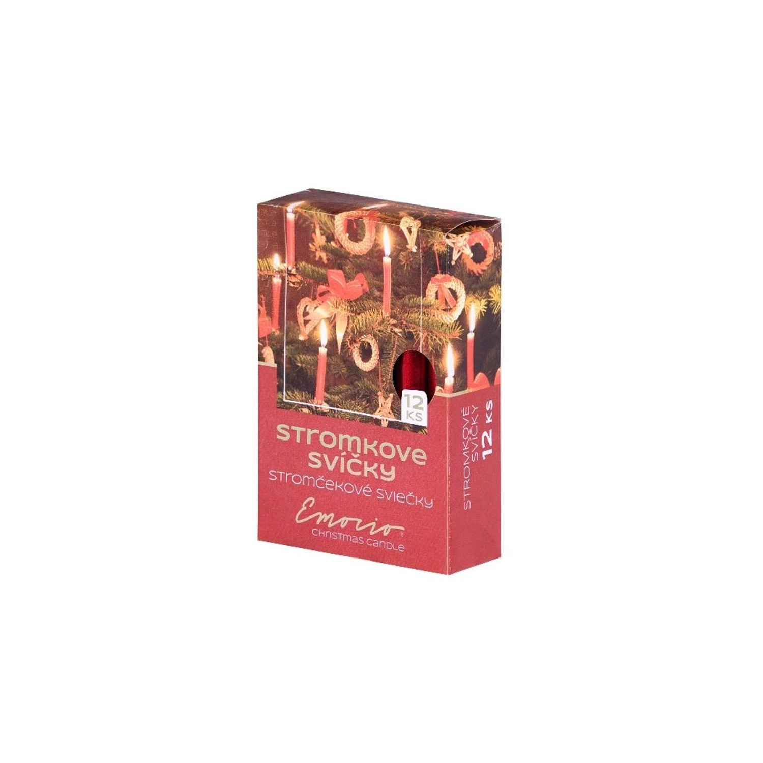 Emocio Stromkové svíčky červené metalické 12 ks, 12 x 100 mm