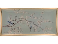 Skleněný podnos Minimalist Zen 21 cm x 10 cm květinový design