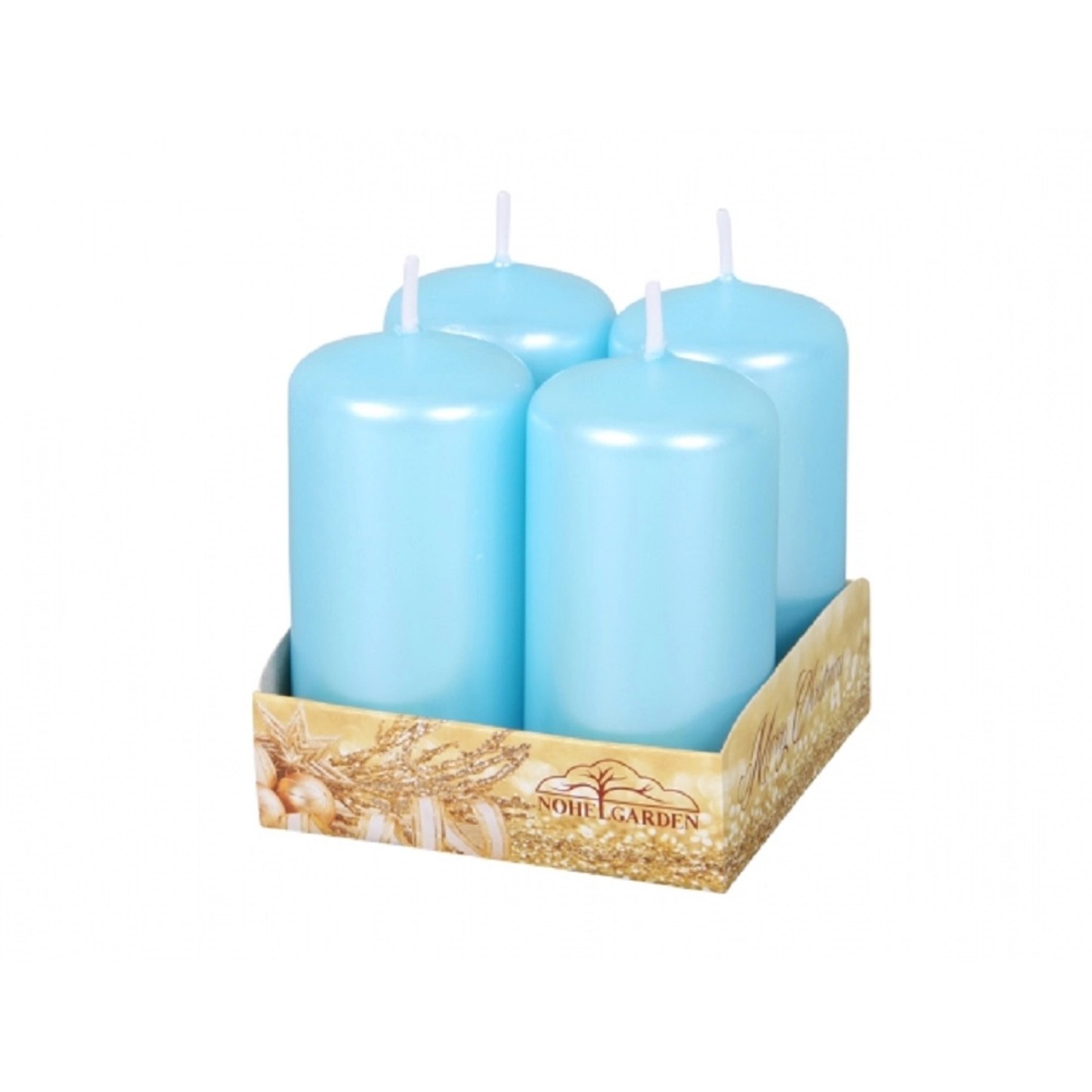 Adventní svíčka, perleťová světle modrá, pr. 4 x 8 cm, 4 ks