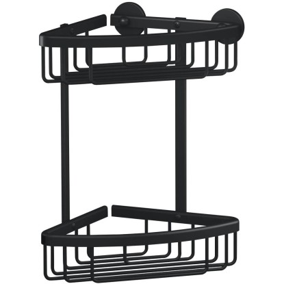 tesa Dvoupatrový rohový košík do sprchy Aluxx, matná černá, 262 x 163 x 163 mm