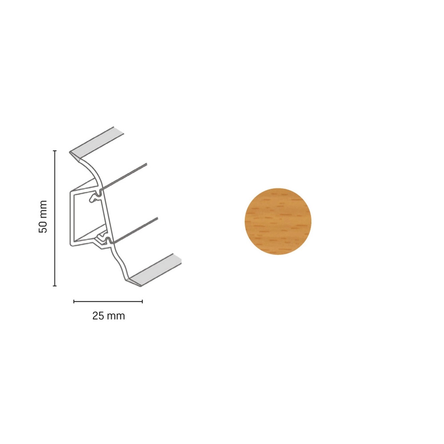Döllken Profiles Lišta SLK 50 2087 buk žlutý 50 x 25 x 2500 mm