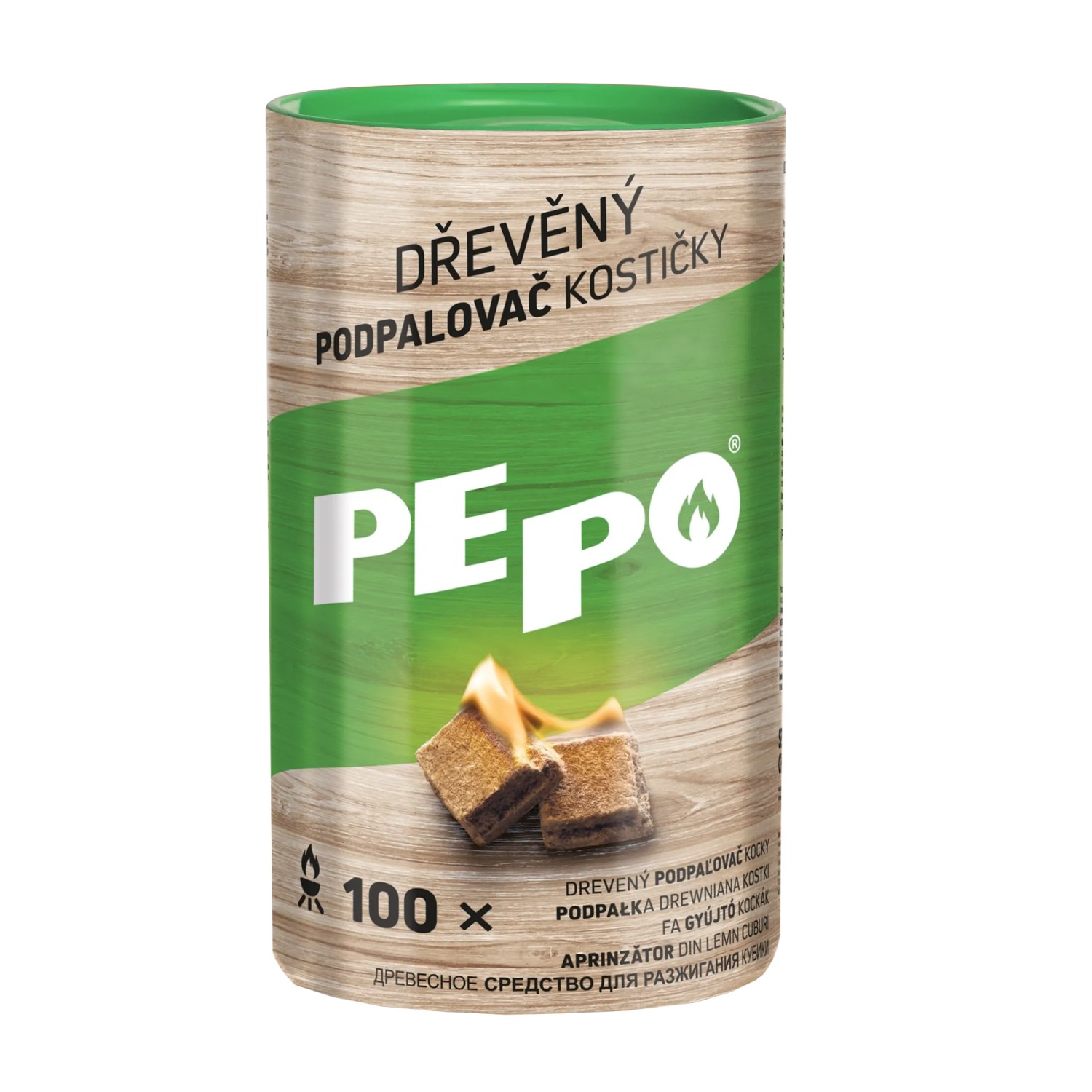 PE-PO Dřevěný podpalovač kostičky 100 ks