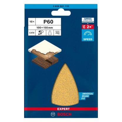Brusný list Bosch Expert C470, 100x150mm, zrnitost 60, 5 kusů. Příslušenství pro excentrické brusky.