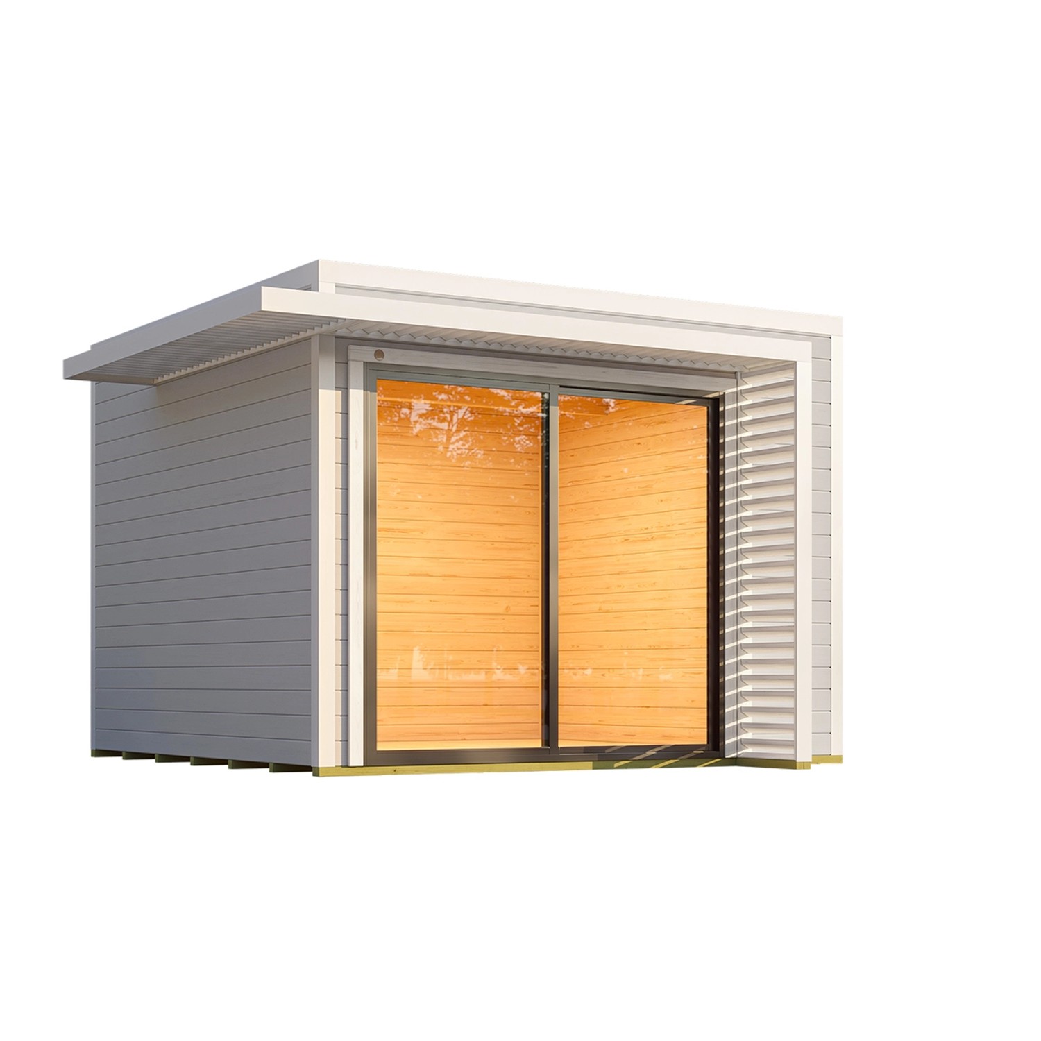 Weka Dřevěný zahradní domek Amberley 1 28mm, šedá-bílá, 300 x 300 cm