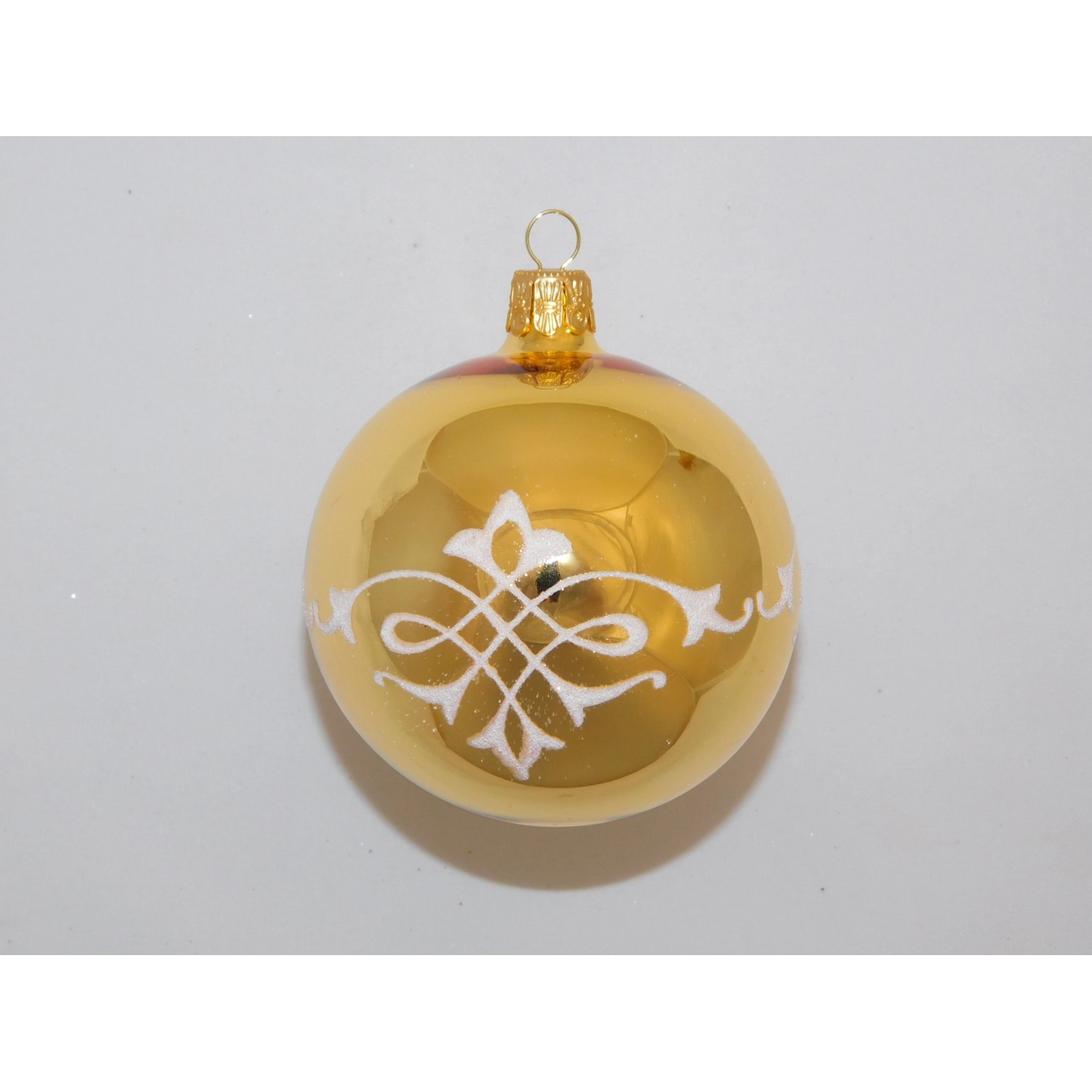 ONREX Vánoční ozdoba skleněná koule zlatá/bílá ornament pr. 8 cm