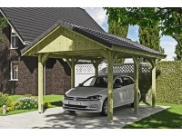 Skan Holz Přístřešek na auto Wallgau zelený, bez šindelů, 380 x 500 cm