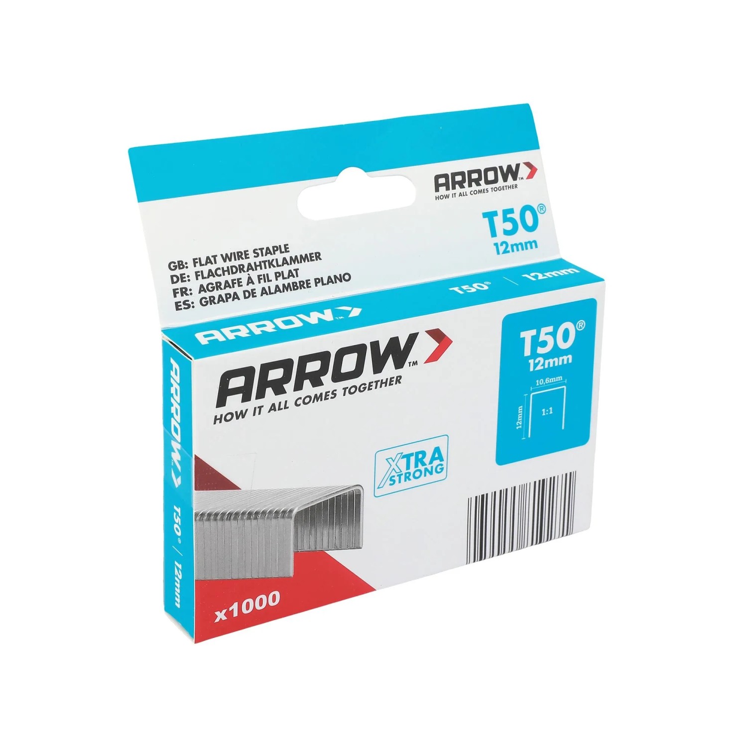 Arrow Drátěné sponky do sponkovačky T50, délka 12 mm, 1000 ks