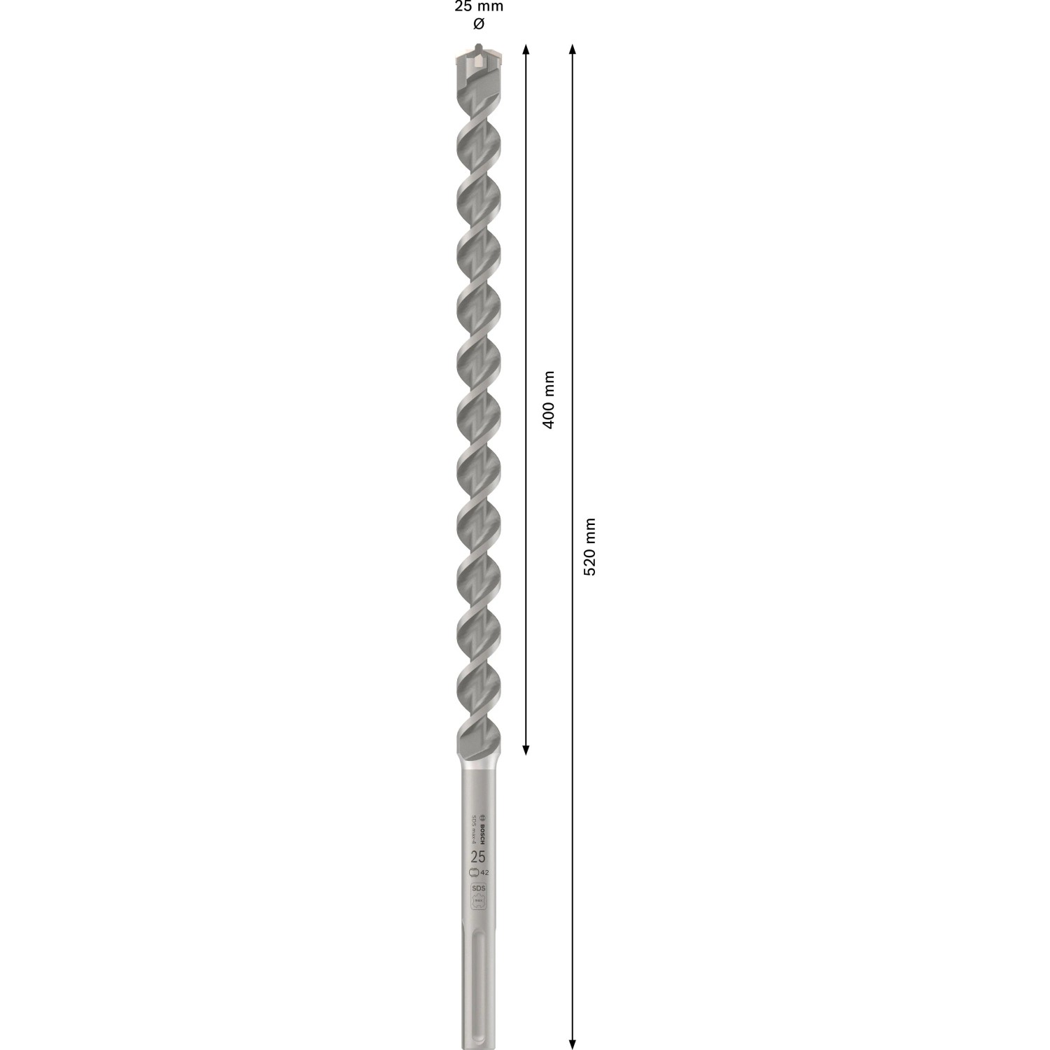 Bosch Spirálový příklepový vrták SDS-max-4, 25 x 400 x 520 mm