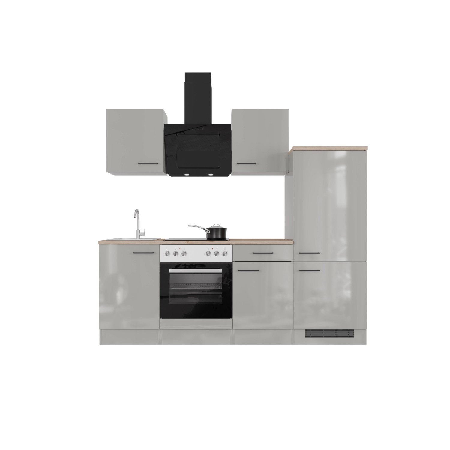 Flex-Well Kuchyně Lund 220 cm/typ 4 - lednice/varná deska/trouba/digestoř