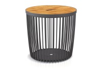 Prosperplast Plastový univerzální koš Clubo s bambus. víkem, antracit, pr. 38 cm