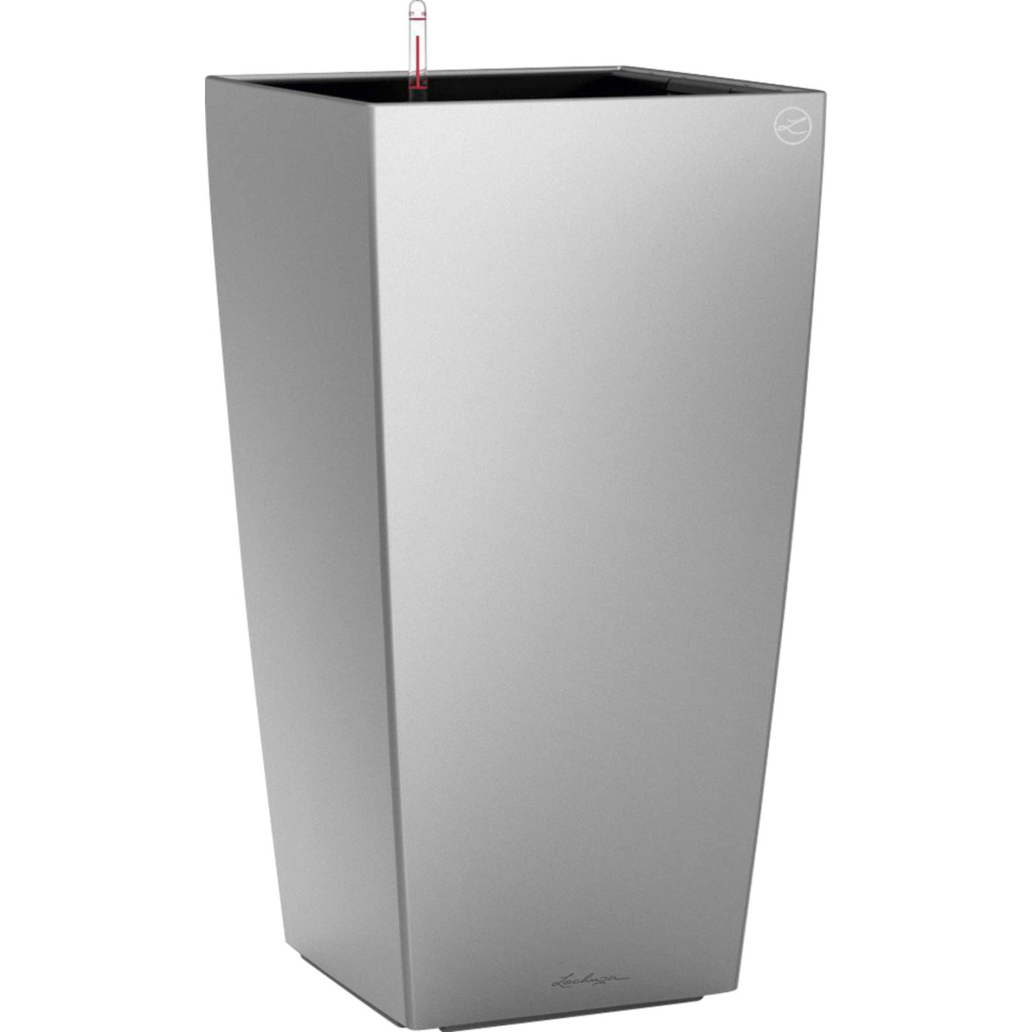 Lechuza Květináč Cubico Premium 40, stříbrná metalická, 40 x 40 x 75 cm