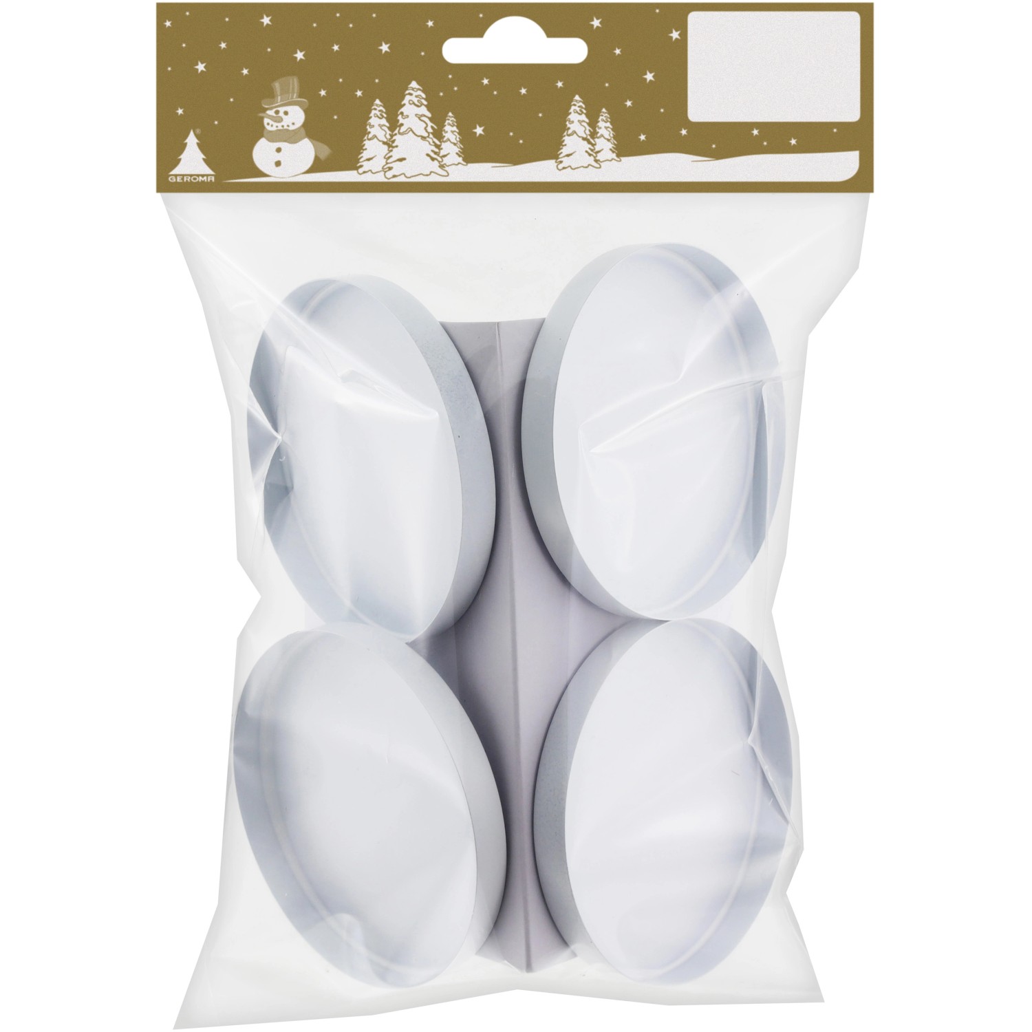 Vánoční kovový svícen na čajovou svíčku 4 ks, matná bílá, pr. 7,5 cm