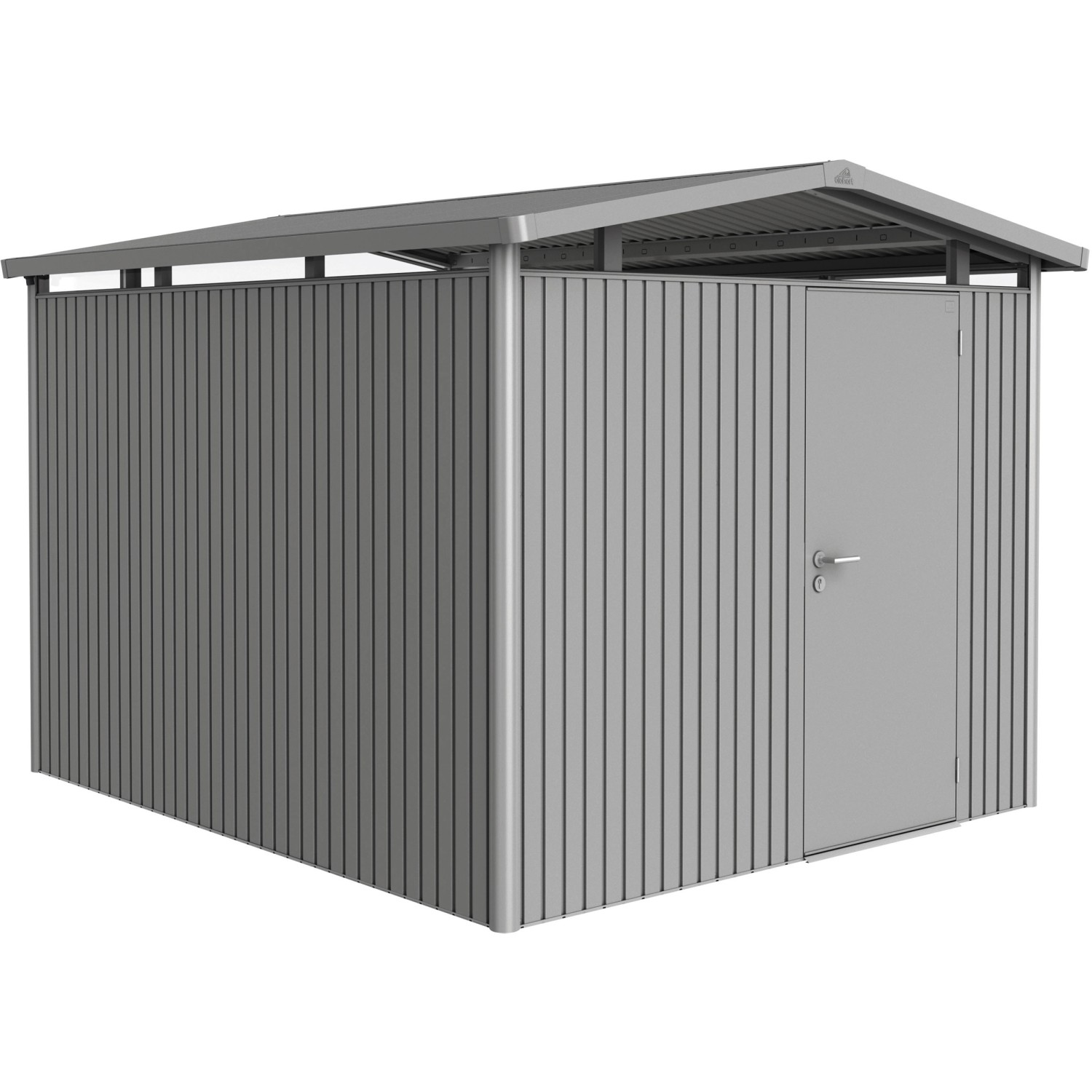 Biohort Plechový domek Panorama P5 stand. dveře, křem.šedá, 273 x 318 x 227 cm