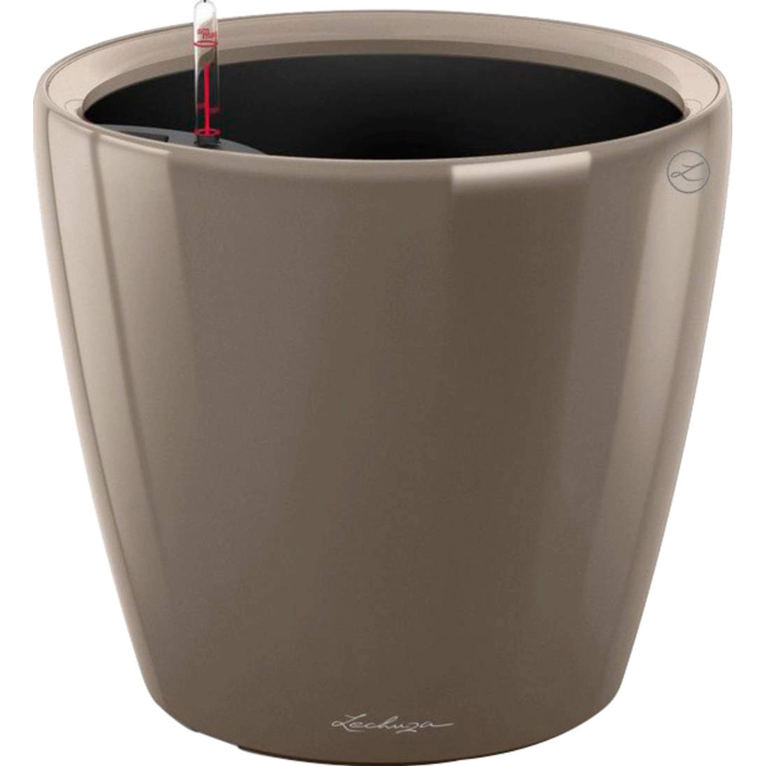 Lechuza Květináč Classico Premium LS 43, šedohnědá vysoce lesklá, pr. 43 x 40 cm