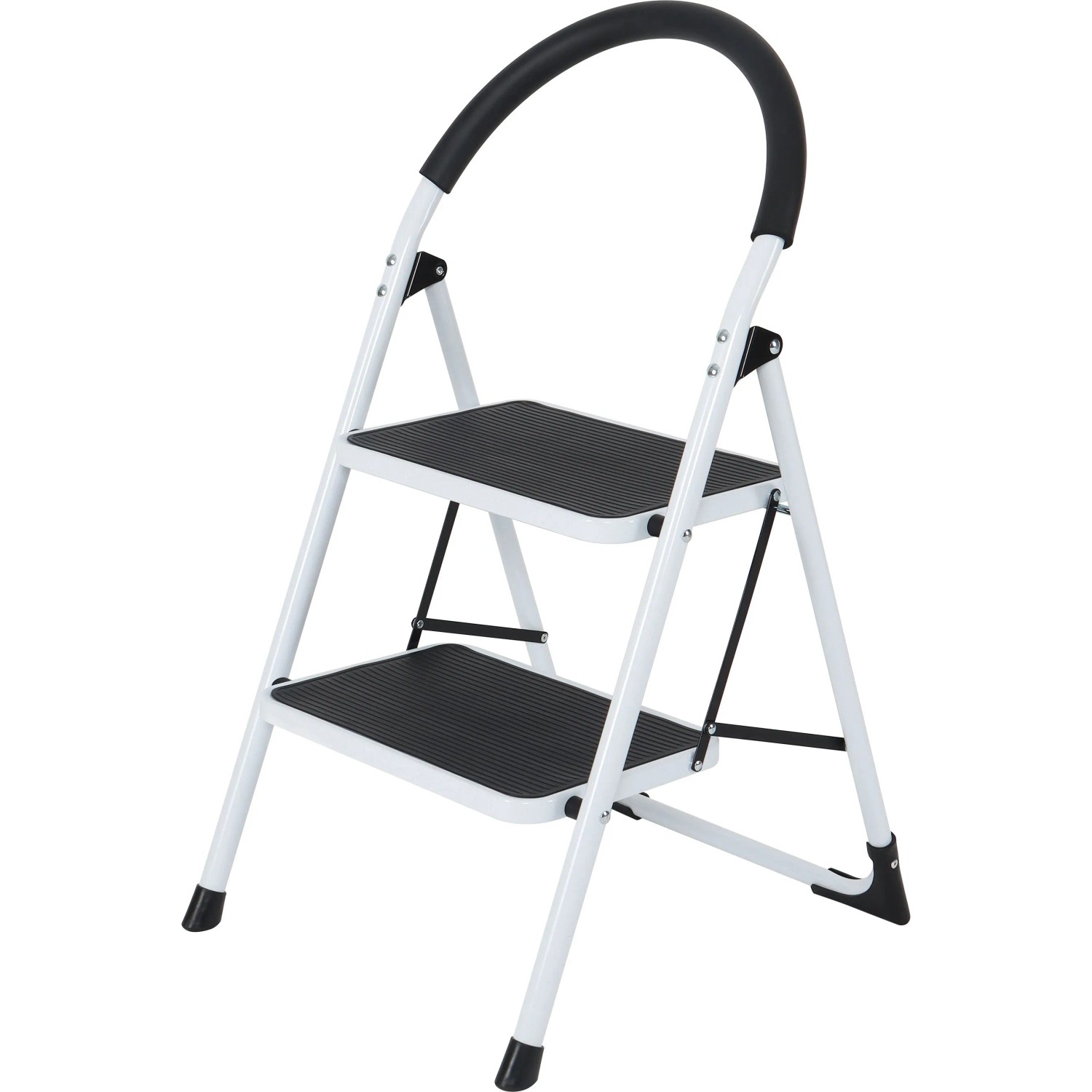 2stupňové skládací schůdky bílo-černé max. 150 kg, 85 x 46 x 53 cm